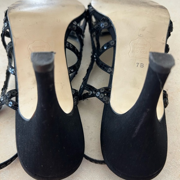 Caparros Caged Peep Toe Black Sequins 3” Heel- Gently Worn Condition - Picture 5 of 7